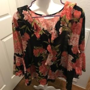 Dress Barn Button Front 3/4 bell sleeve Shirt